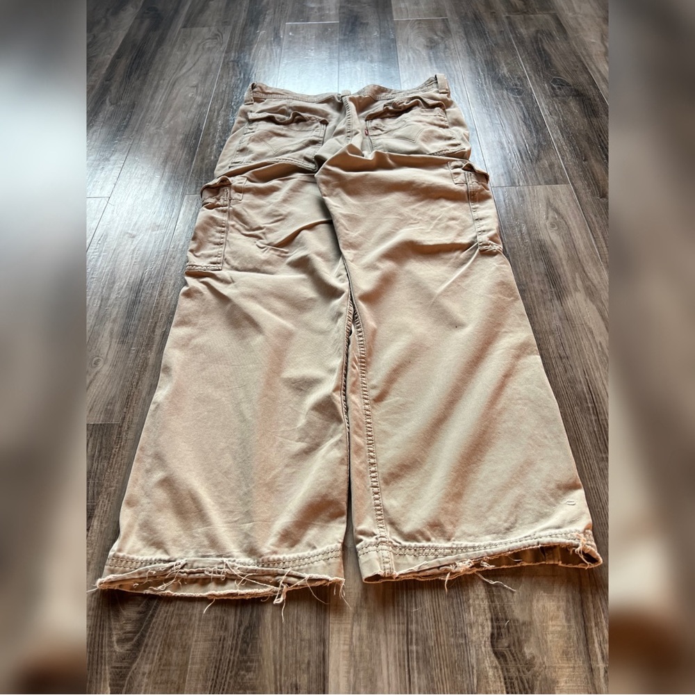 y2k skater grunge baggy loose distressed khaki levi cargo pants ‼️
